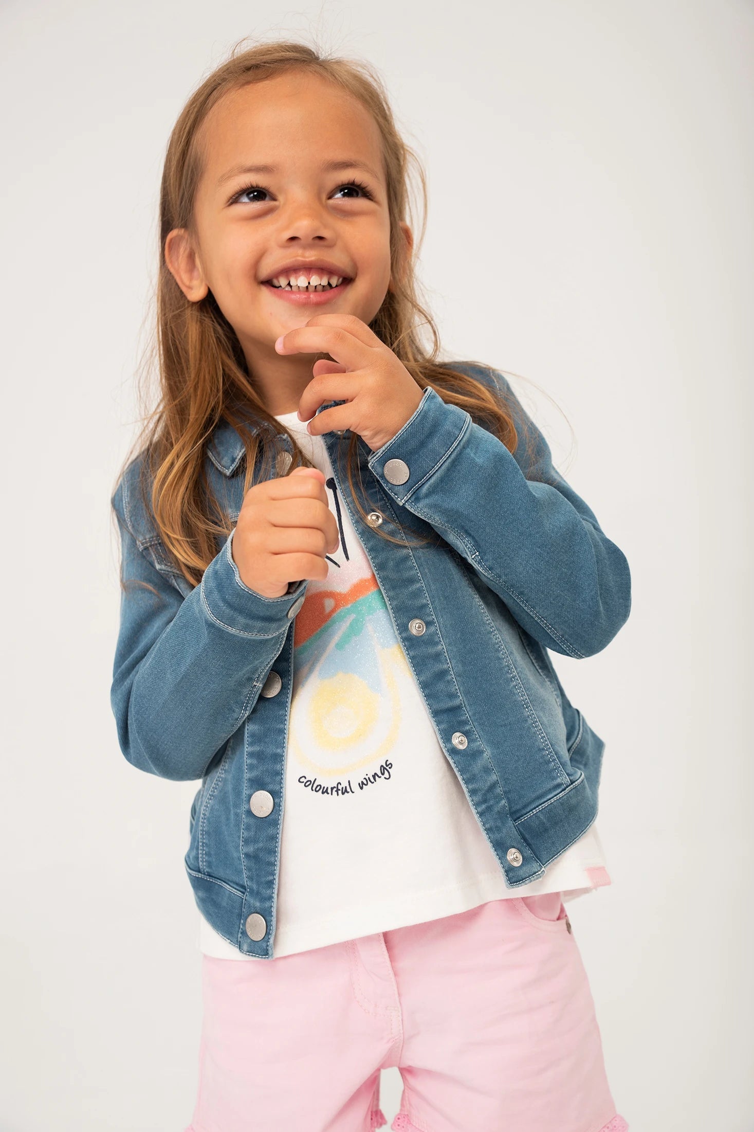 Boboli 216133-BLEACH Kurtka jeans dziewczynka kolor niebieski - - #tag1# - #tag2# - #tag3# - #tag4#