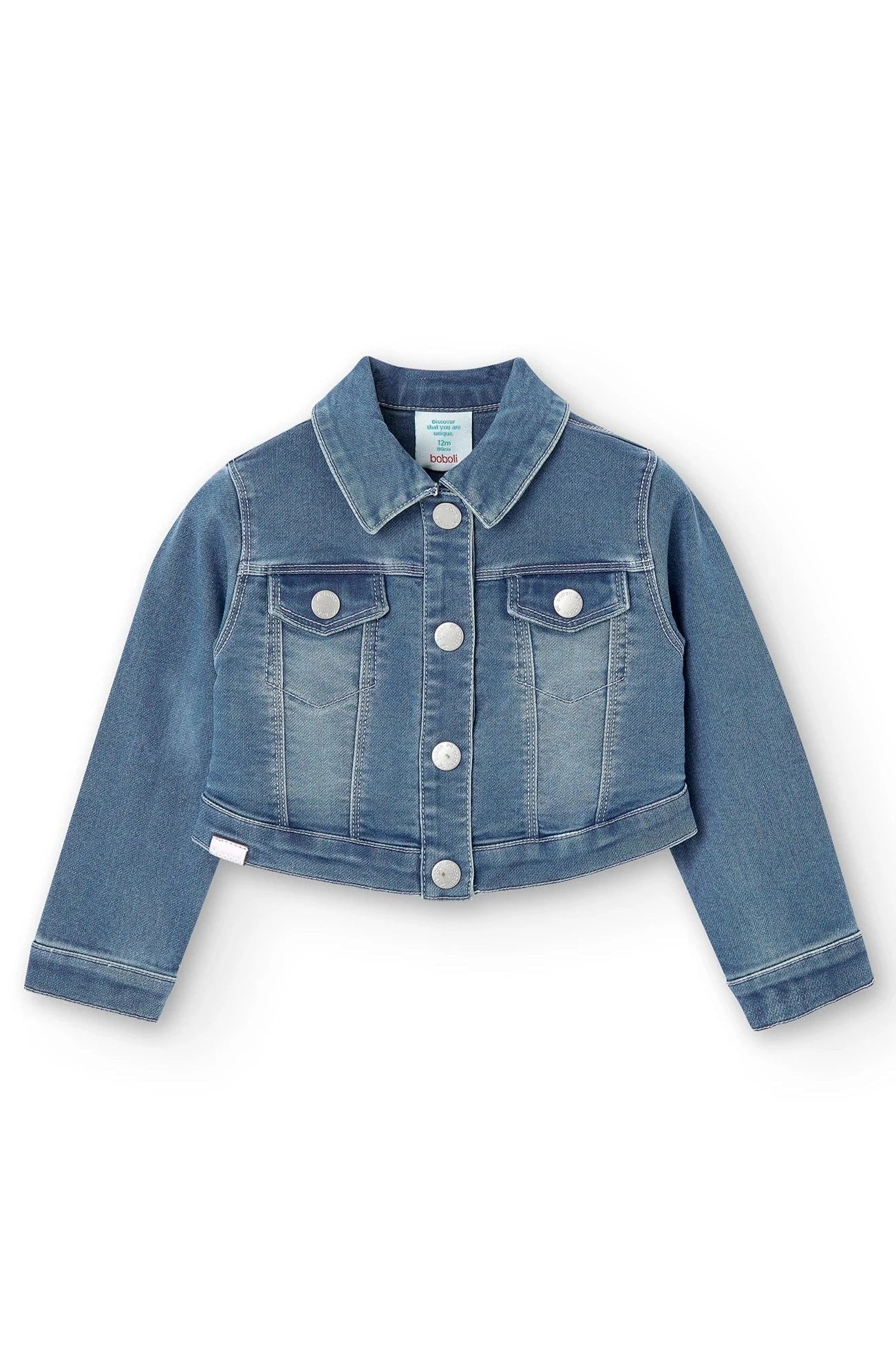 Boboli 216133-BLEACH Kurtka jeans dziewczynka kolor niebieski - - #tag1# - #tag2# - #tag3# - #tag4#