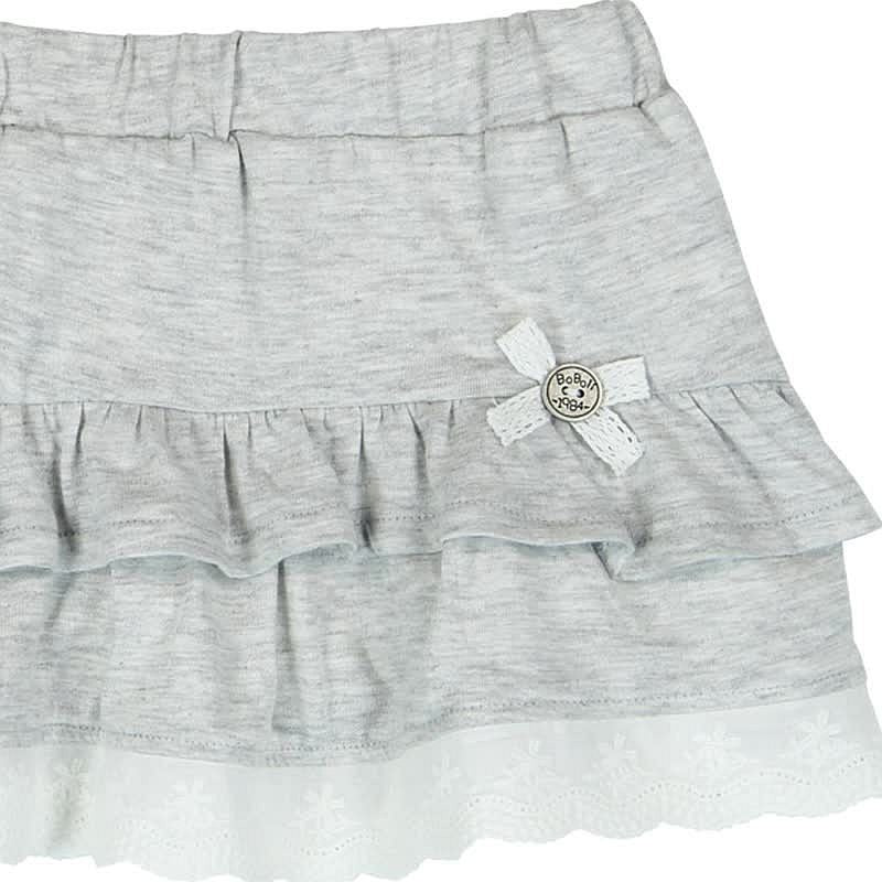 Boboli 245089-8072 Spódnica dla dziewczynki z falbankami i koronką kolor szary - - #tag1# - #tag2# - #tag3# - #tag4#