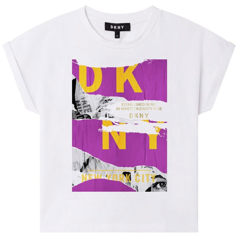 DKNY D35S03-N09 Koszulka z krótkim rękawem dziewczęca kolor biały/fiolet - - #tag1# - #tag2# - #tag3# - #tag4#