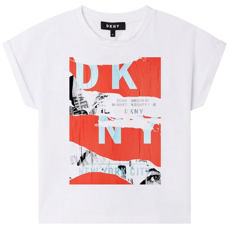 DKNY D35S03-N79 Koszulka z krótkim rękawem dziewczęca kolor biały/czerwony - - #tag1# - #tag2# - #tag3# - #tag4#