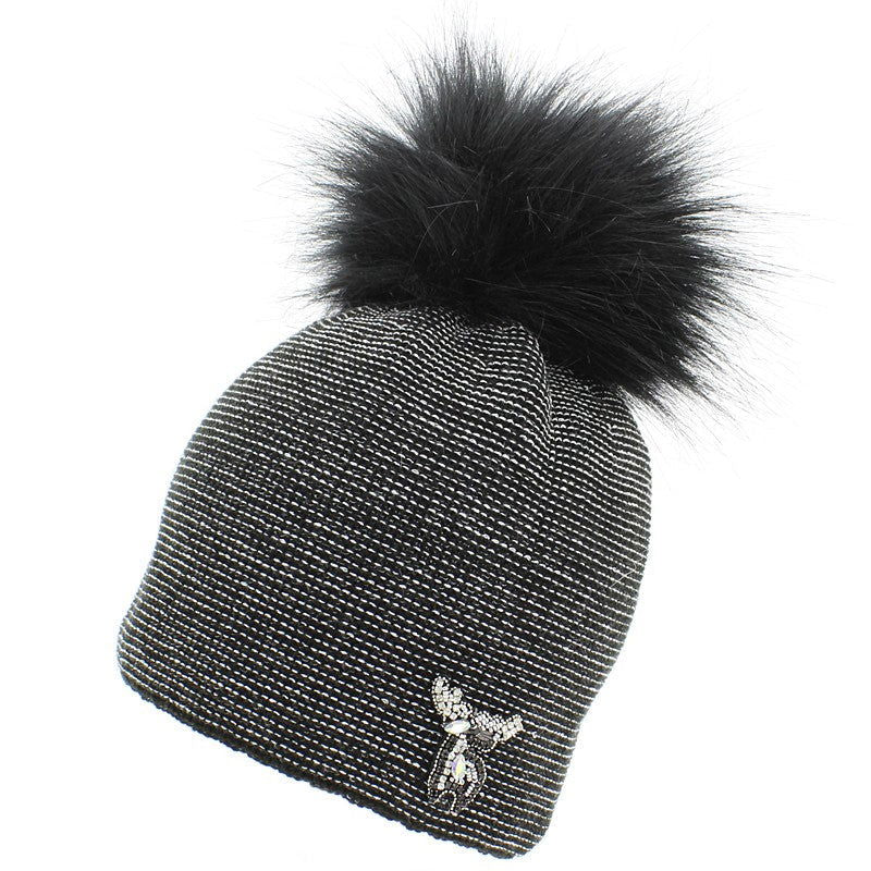 Jamiks TRINA II czapka dla dziewczynki z pomponem czarny - - #tag1# - #tag2# - #tag3# - #tag4#