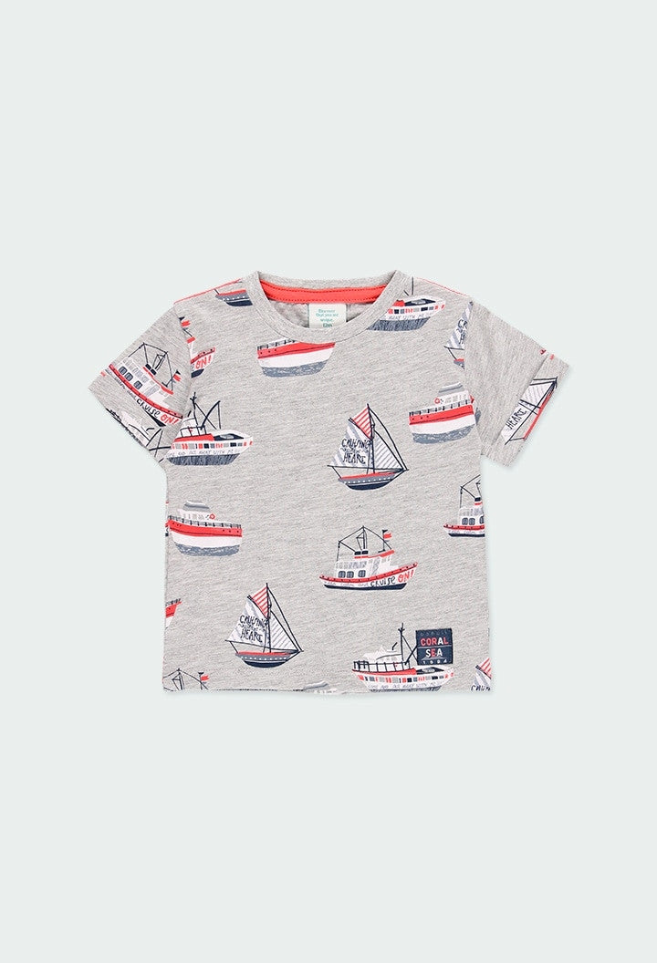 Koszulka z nadrukiem dla chłopca Baby Boboli 304120-9830 kolor szary - - #tag1# - #tag2# - #tag3# - #tag4#