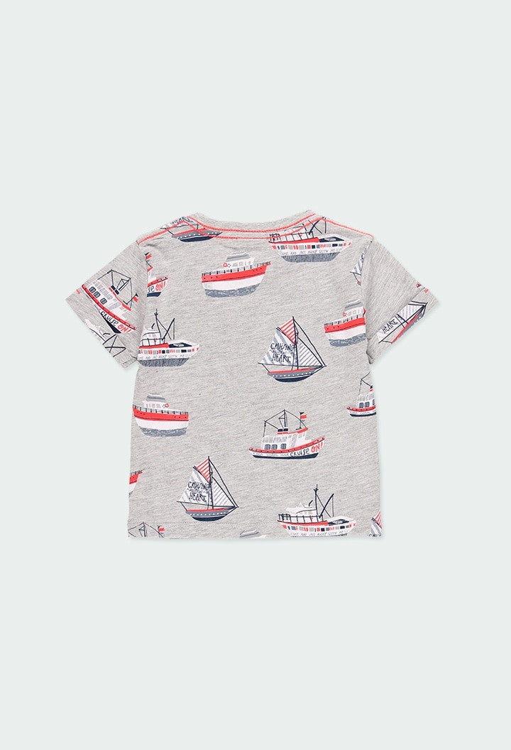 Koszulka z nadrukiem dla chłopca Baby Boboli 304120-9830 kolor szary - - #tag1# - #tag2# - #tag3# - #tag4#