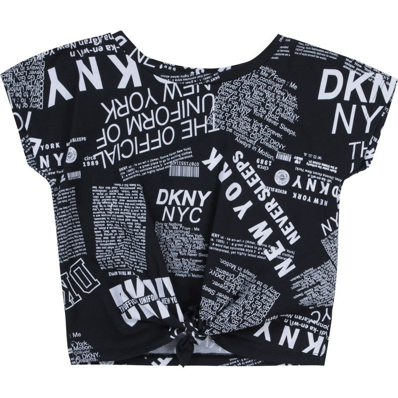 Koszulka z wiązaniem dziewczęca DKNY D35R30-M41 kolor czarny - - #tag1# - #tag2# - #tag3# - #tag4#