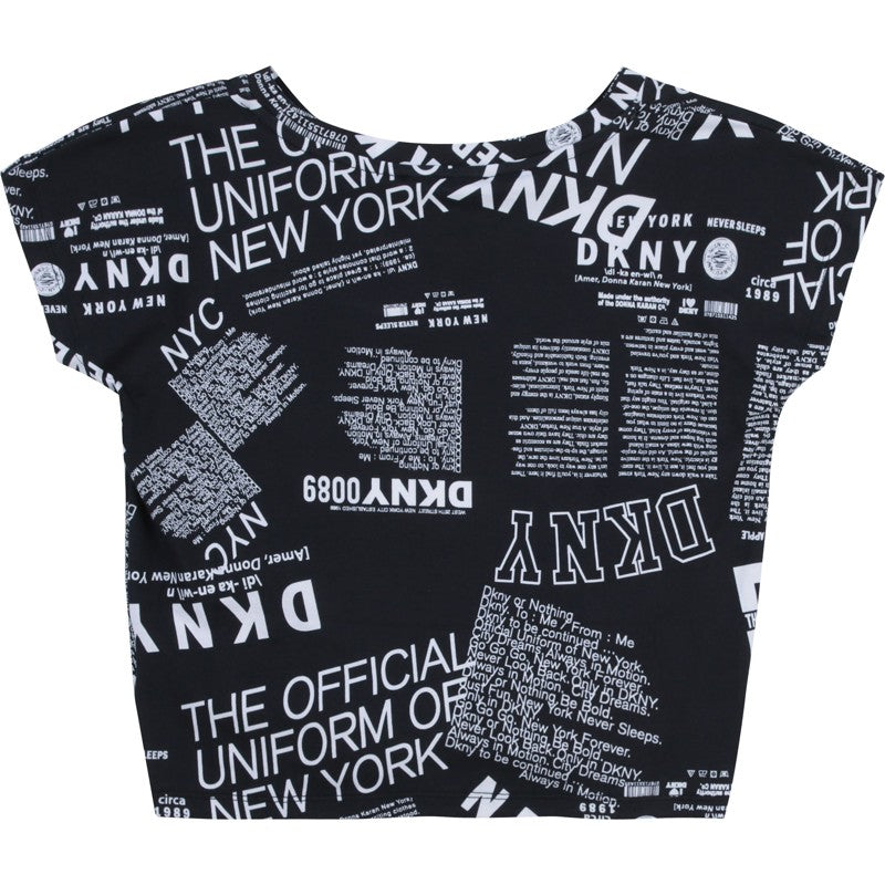 Koszulka z wiązaniem dziewczęca DKNY D35R30-M41 kolor czarny - - #tag1# - #tag2# - #tag3# - #tag4#