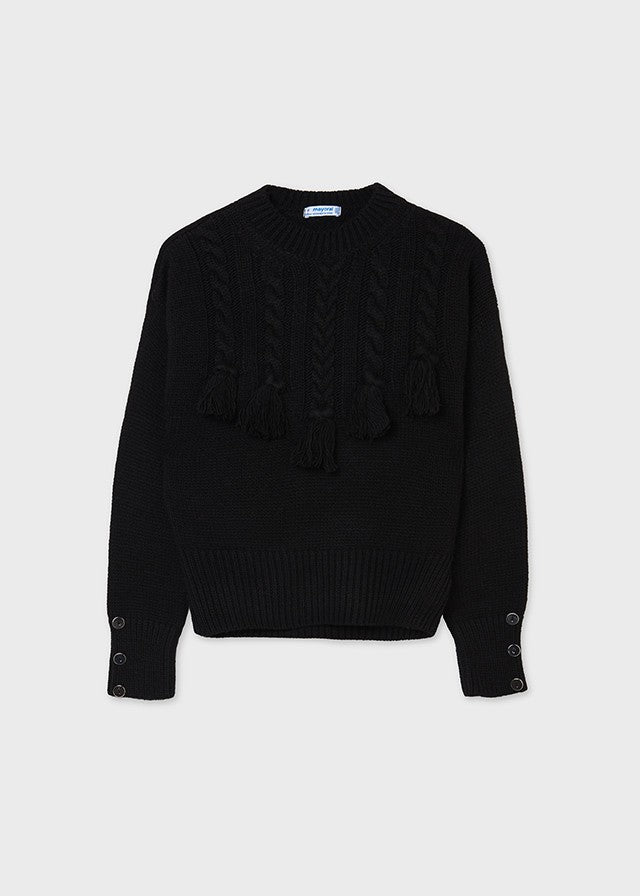 Mayoral 11-07348-053 Sweter z warkoczami dziewczynka 7348-53 czarny - - #tag1# - #tag2# - #tag3# - #tag4#