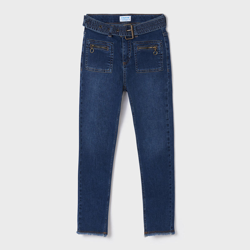 Mayoral 22-06571-038 Spodnie jeansowe cropped dziewczynka 6571-38 ciemny - - #tag1# - #tag2# - #tag3# - #tag4#