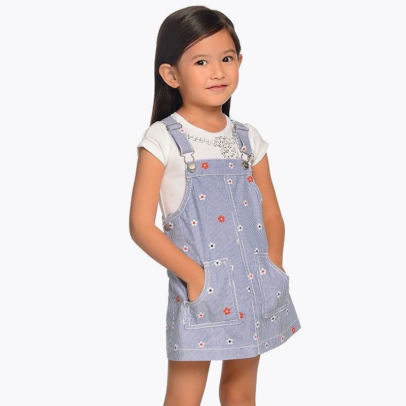 Mayoral 3904-5 Spódnica dziewczęca ogrodniczka z haftem kolor Jeans - - #tag1# - #tag2# - #tag3# - #tag4#