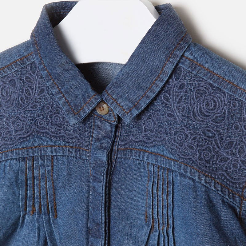 Mayoral 4152-48 Bluzka luźna jeans kolor Ciemny - - #tag1# - #tag2# - #tag3# - #tag4#
