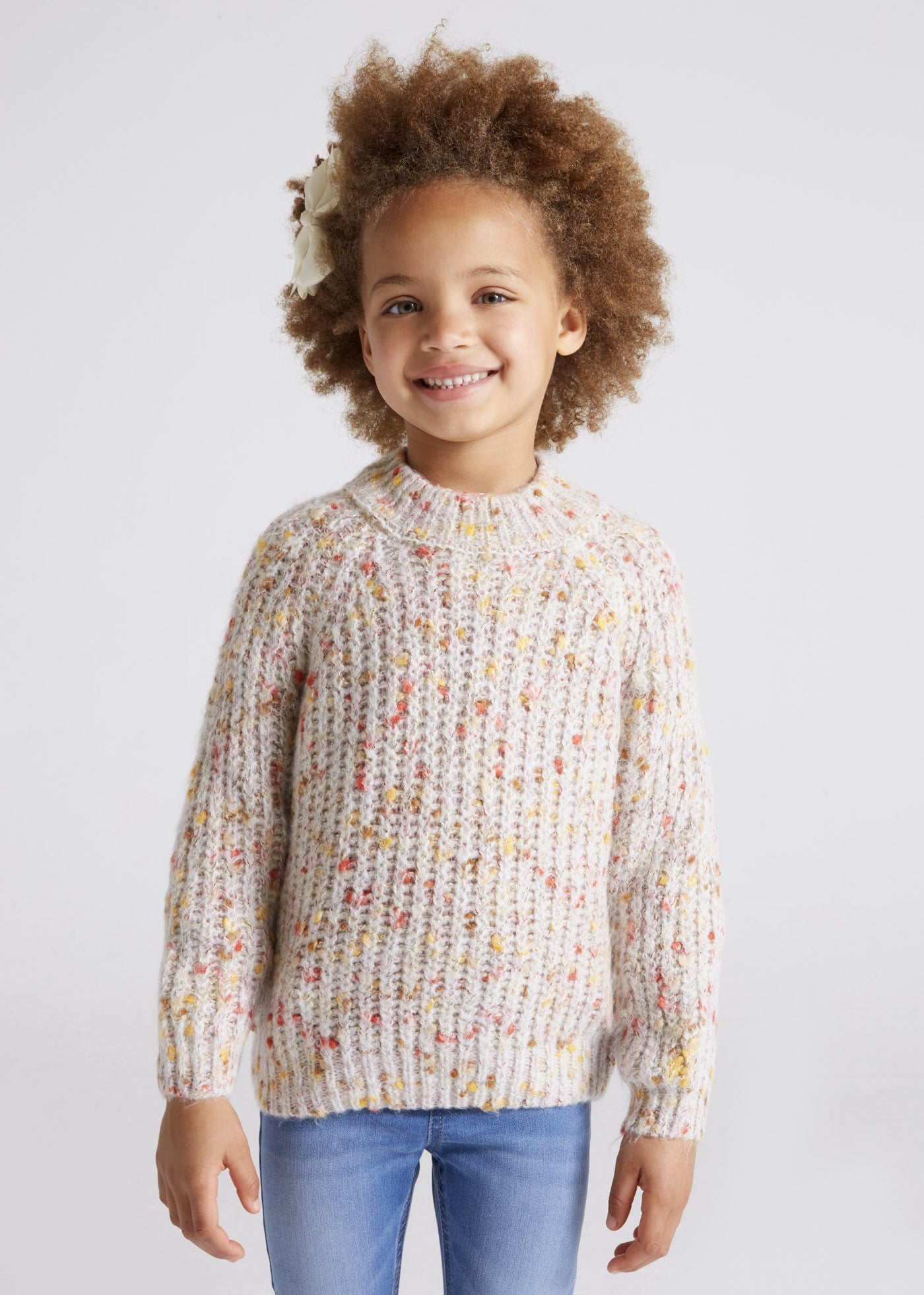 Mayoral 4307-89 Sweter dla dziewczynki kolor krem/pomarańcz - - #tag1# - #tag2# - #tag3# - #tag4#