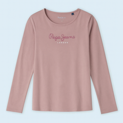 Pepe Jeans Koszulka z logo HANA GLITTER L/S junior dziewczyna PG501364-305 SOFT PINK