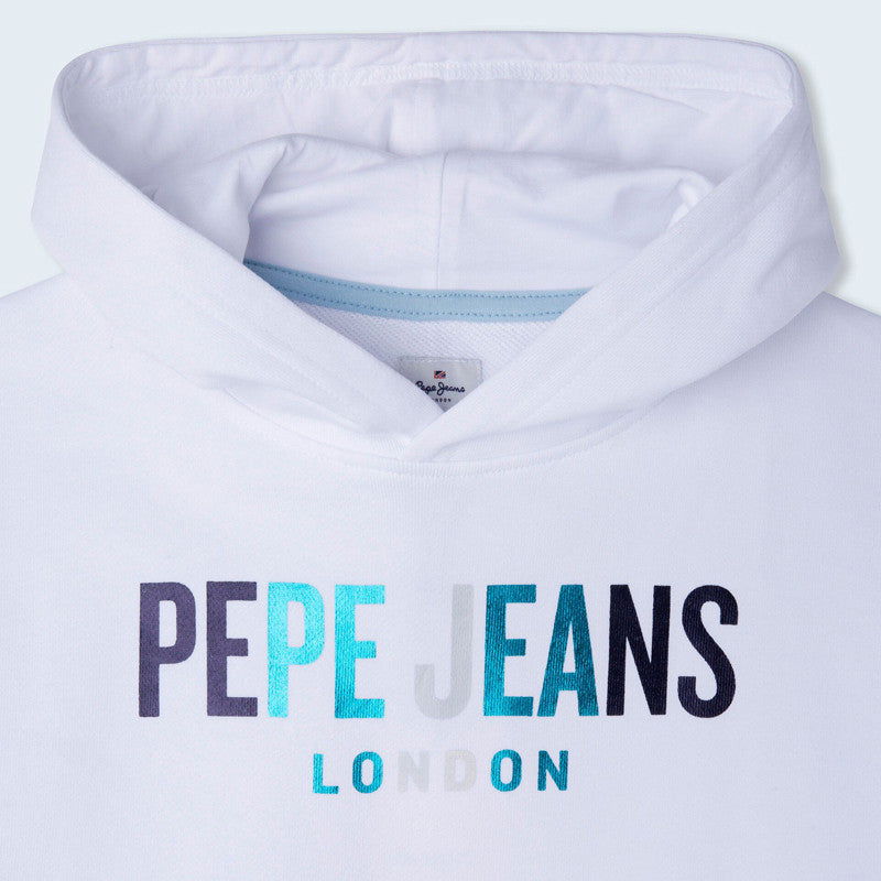 Pepe Jeans Bluza z kapturem GABRIELLE junior dziewczyna PG581237-800 biały - - #tag1# - #tag2# - #tag3# - #tag4#