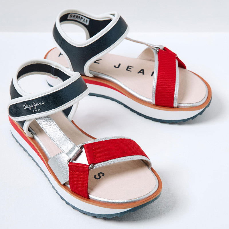 Pepe Jeans Sandały ALEXA WALK junior girl PGS90181-255 czerwony - - #tag1# - #tag2# - #tag3# - #tag4#