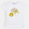 Bavlněné dívčí tričko Mayoral 3001-69 bílé / žlutá