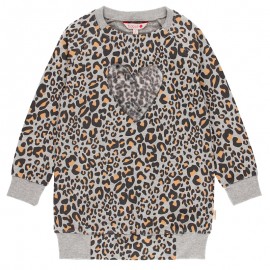 Dívčí šaty s leopardím potiskem Boboli 441087-9392 šedé barvy