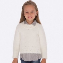 Dívčí svetr s perlami Mayoral 4301-54 bílá barva
