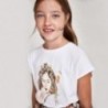 Tričko s krátkým rukávem pro dívky Mayoral 6014-76 krém