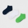 Mayoral 10055-40 3 páry ponožek pro chlapce granát/bílá/zelená
