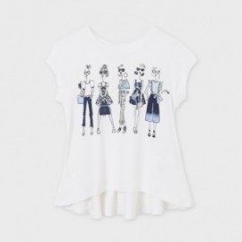 Tričko s krátkým rukávem pro dívky Mayoral 6005-31 Bílý/granát