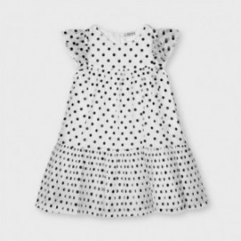 Dívčí šaty s puntíky Mayoral 3927-53 bílý/černý