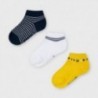Sada 3 párů ponožek pro chlapce Mayoral 10052-37 námořnická modrá/bílá/žlutá