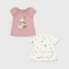 Sada 2 triček pro dívky s krátkými rukávy Mayoral 1089-60 Růžová / krémová