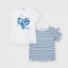 Sada 2 triček s krátkými rukávy pro dívky Mayoral 3009-27 bílá/námořnická modř