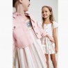 Dívčí lněné pruhované šaty Losan 116-7026AL-718 růžové barvy