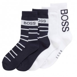Dva páry ponožek pro chlapce HUGO BOSS J20293-849 námořnická modrá barva