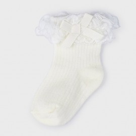Mayoral 22-09480-027 Formální ponožky s volánkem dívčí 9480-27 krémové