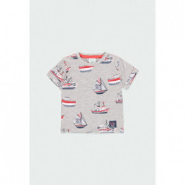 Tričko s potiskem pro kluka Baby Boboli 304120-9830 šedá barva