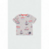 Tričko s potiskem pro kluka Baby Boboli 304120-9830 šedá barva