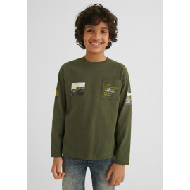 Mayoral 7006-87 Chlapecké tričko s dlouhým rukávem barva lišejníku