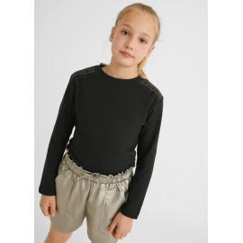 Tričko Mayoral 7022-20 s dlouhým rukávem pro dívky, černá barva