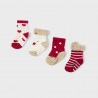 Mayoral 9540-73 Sada 4 párů červených ponožek pro dívky
