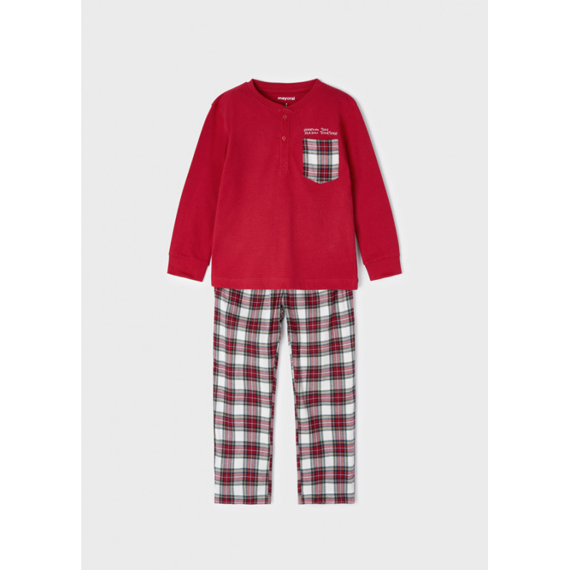 Mayoral 4754-67 Chlapecké kostkované pyžamo červená barva