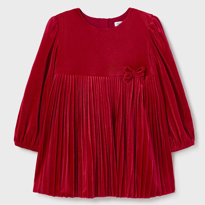 Mayoral 2949-92 Sametové šaty pro dívky červená barva