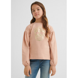 Tričko Mayoral 7026-89 s dlouhým rukávem pro dívky, růžová barva