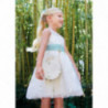 Abel & Lula 5035-4 Elegantní tylové šaty s výšivkou pro dívku v ecru-anýzové barvě