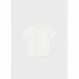 Mayoral 1112-66 Chlapecká plátěná košile se stojatým límečkem bílá barva