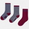Mayoral 10216-27 Tři páry ponožek barva bobule
