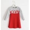 iDO Bawełniana sukienka sportowa dla dziewczynki K960-8016 szary/czerwony