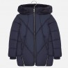Dlouhá zimní bunda s kapucí, se zipem pro dívky Mayoral 7420-32 Navy Blue
