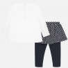 Komplet bluzka i leginsy ze spódnicą dla dziewczynki Mayoral 2748-86 Granatowy