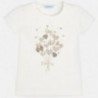 Bavlněné tričko pro dívky Mayoral 3017-34 krém