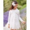 Tylové šaty s květinovou výšivkou, dívka Abel & Lula 5050-1 bílá