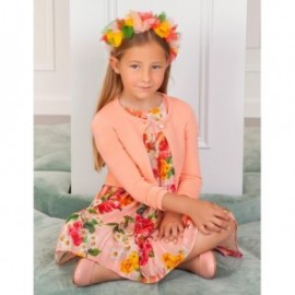 Elegantní bolerový svetr pro dívku Abel & Lula 5314-77 broskev