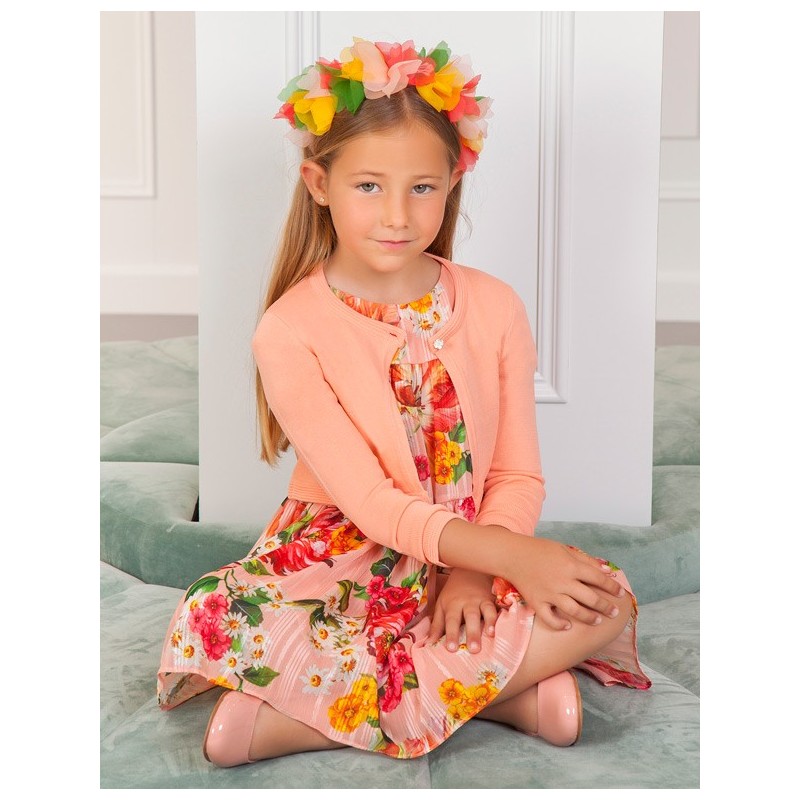 Elegantní bolerový svetr pro dívku Abel & Lula 5314-77 broskev