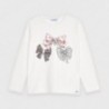 Tričko s dekorativní aplikací pro dívky Mayoral 4068-30 krém